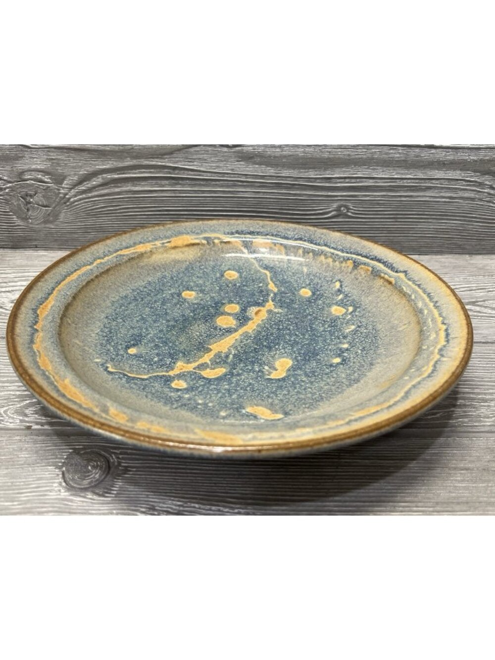 Pottery Hand Thrown Speckled Stoneware Deep  Plate Drip 10.5” Artist Signed